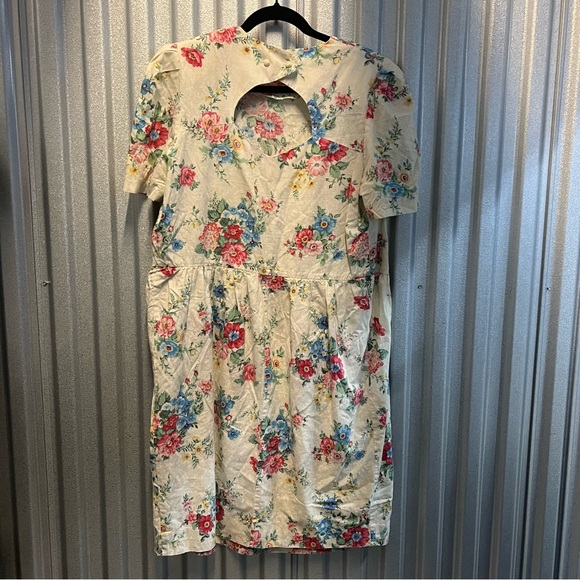 Worthington vintage floral print 100% cotton midi knee length dress size 10 - Picture 6 of 10